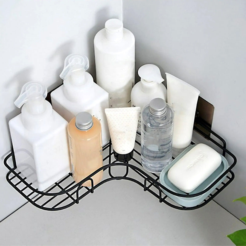 Multi-Use Wall Corner Storage Shelf – Durable Metal Bathroom & Kitchen Organizer